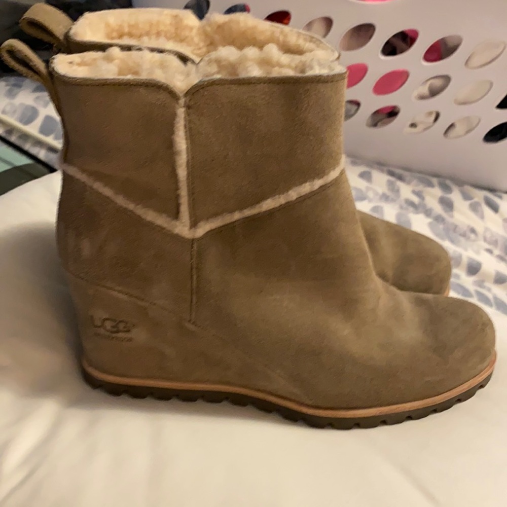 UGGs fur ankle boots w heels